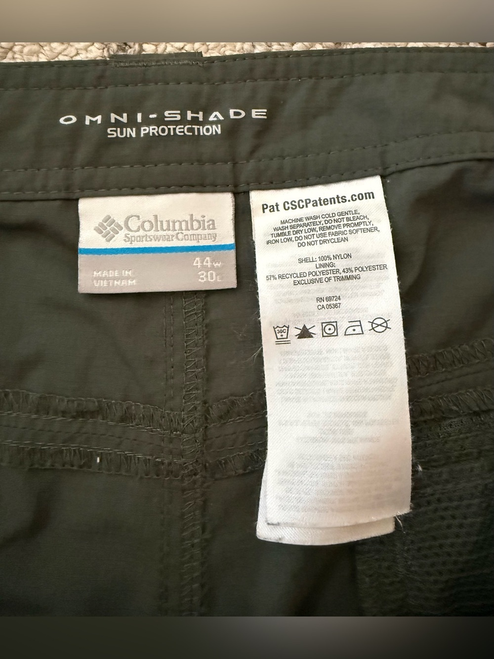 Columbia Men’s Convertible Cargo Pants Omni Shade Sz 44/30 - Picture 5 of 7
